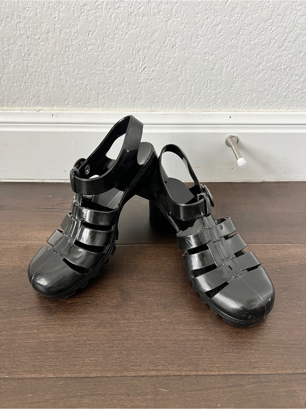 American Apparel Black Platform Jelly Sandals
